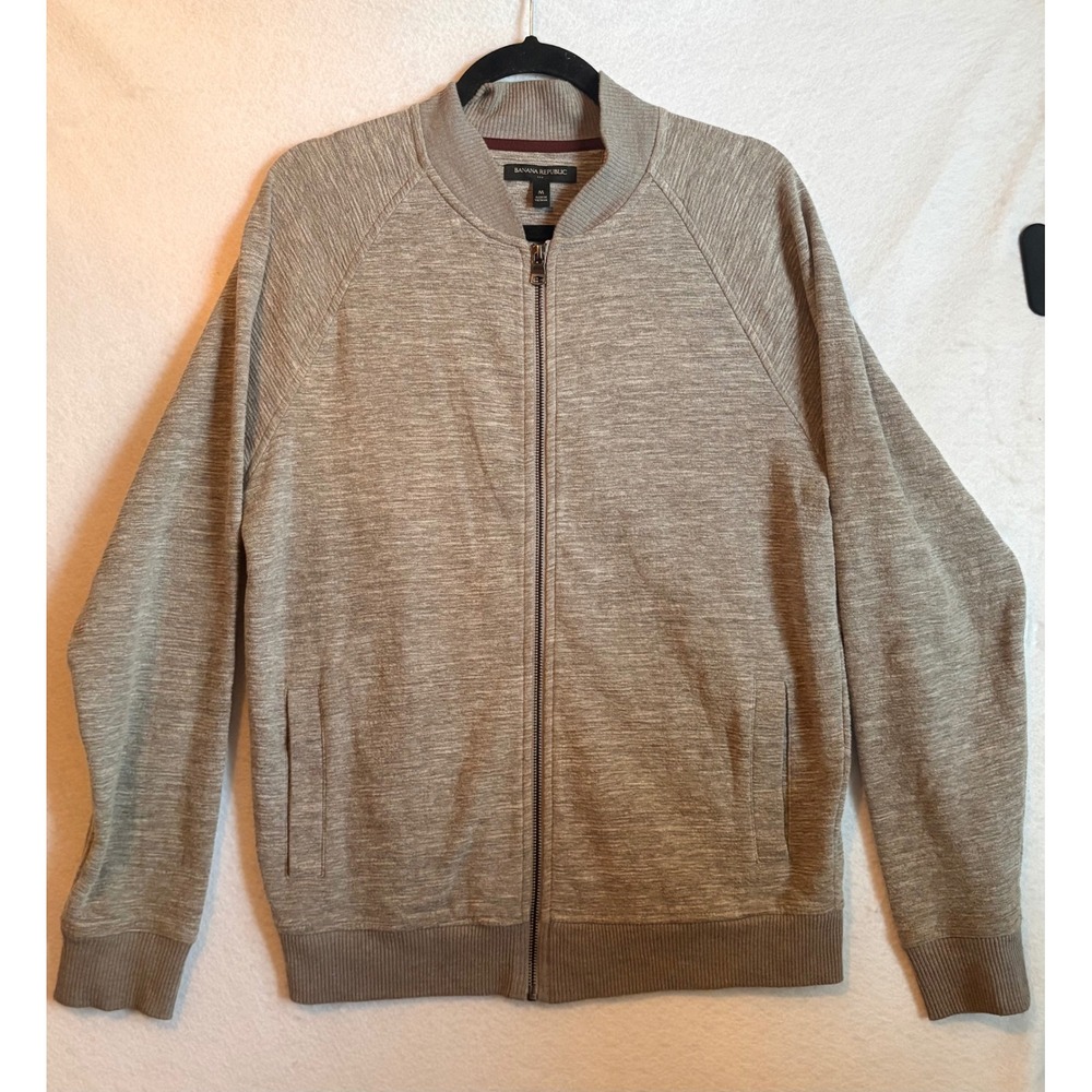 Banana Republic Gray Full Zip Up Bomber Jacket Sweater M‎